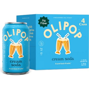 Olipop Cream Soda 6g Fiber Prebiotic Soda 4 pk Cans