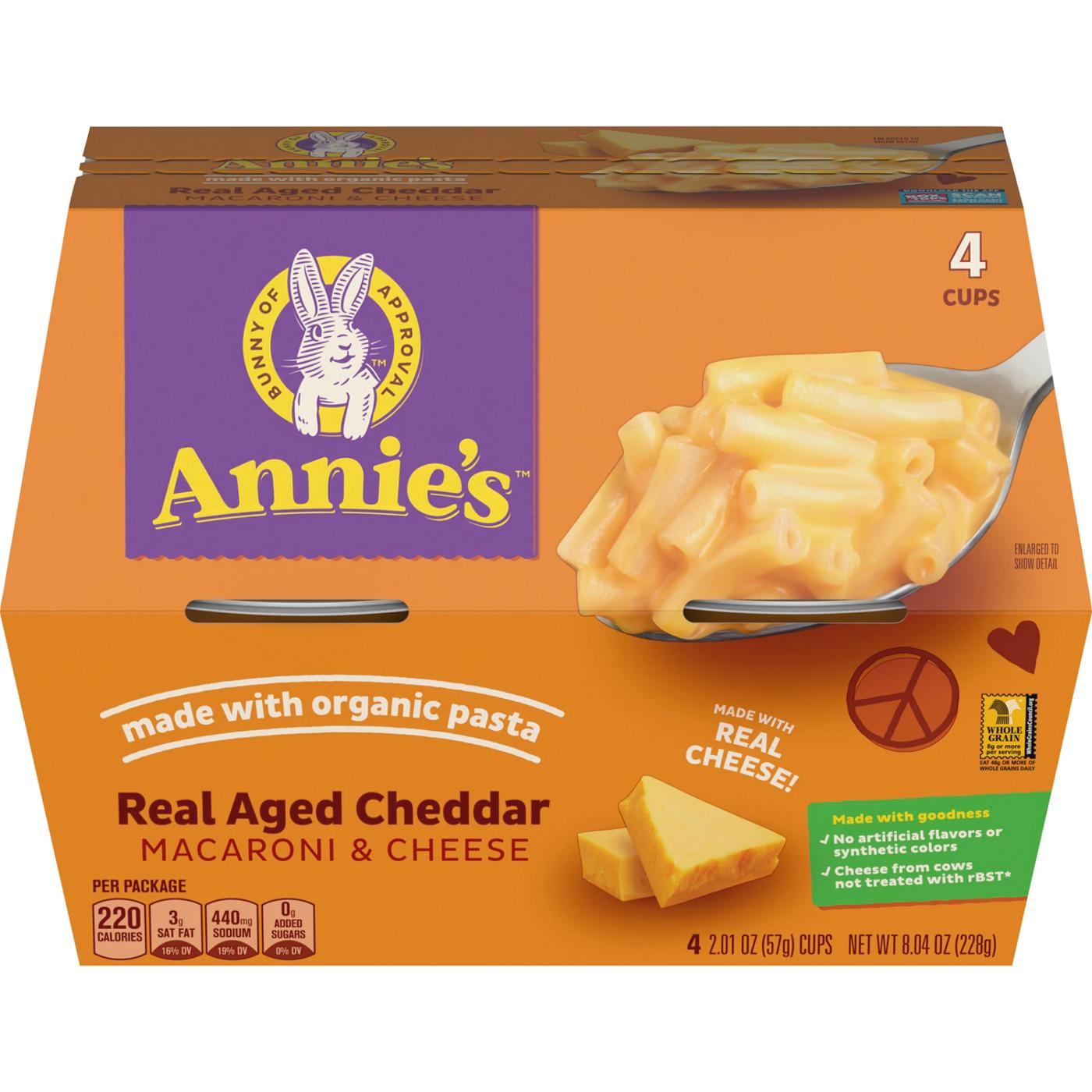 Annie's Real Aged Cheddar Macaroni & Cheese Cups; image 1 of 4