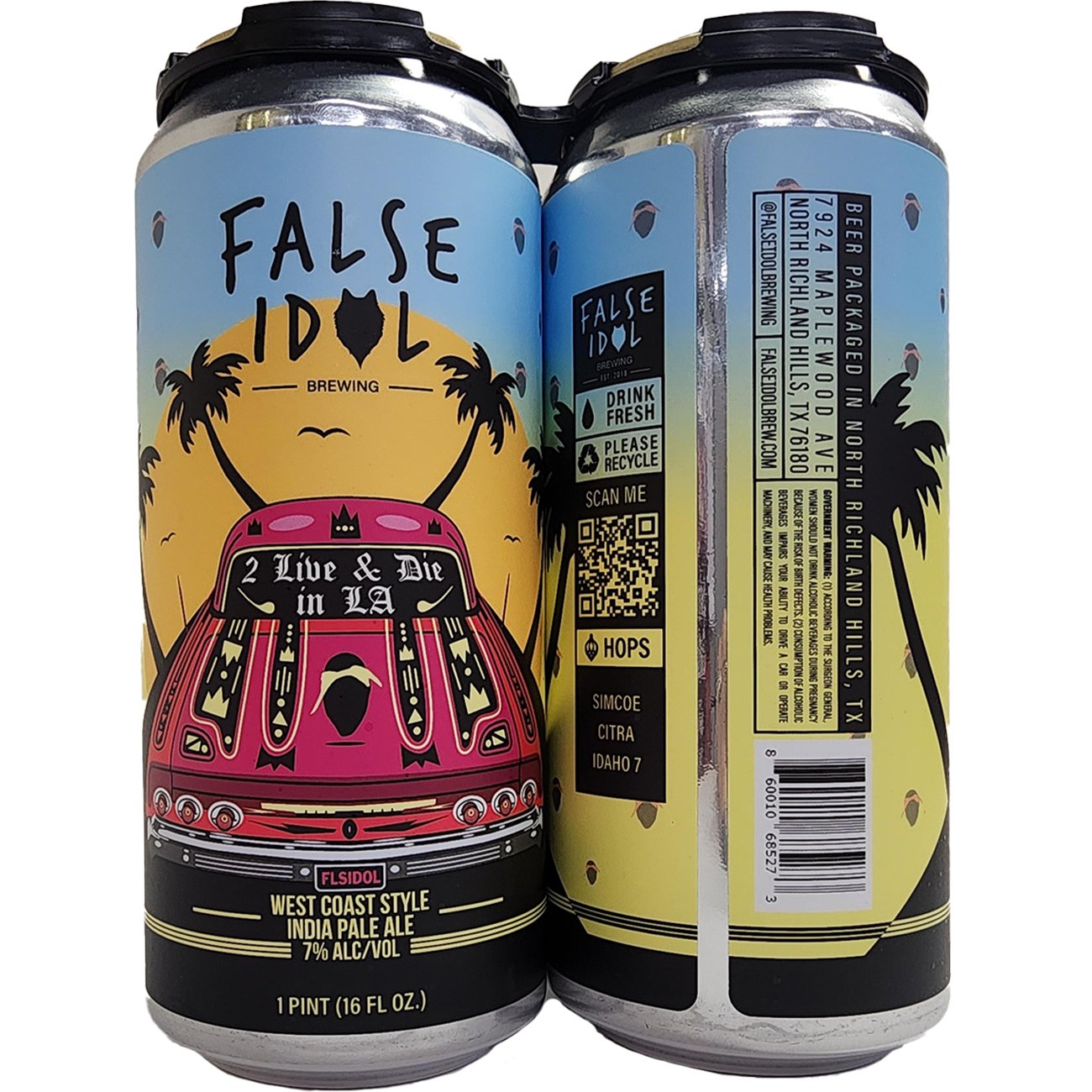 False Idol Brewing 2 Live & Die in LA West Coast Style IPA Craft Beer 4 ...