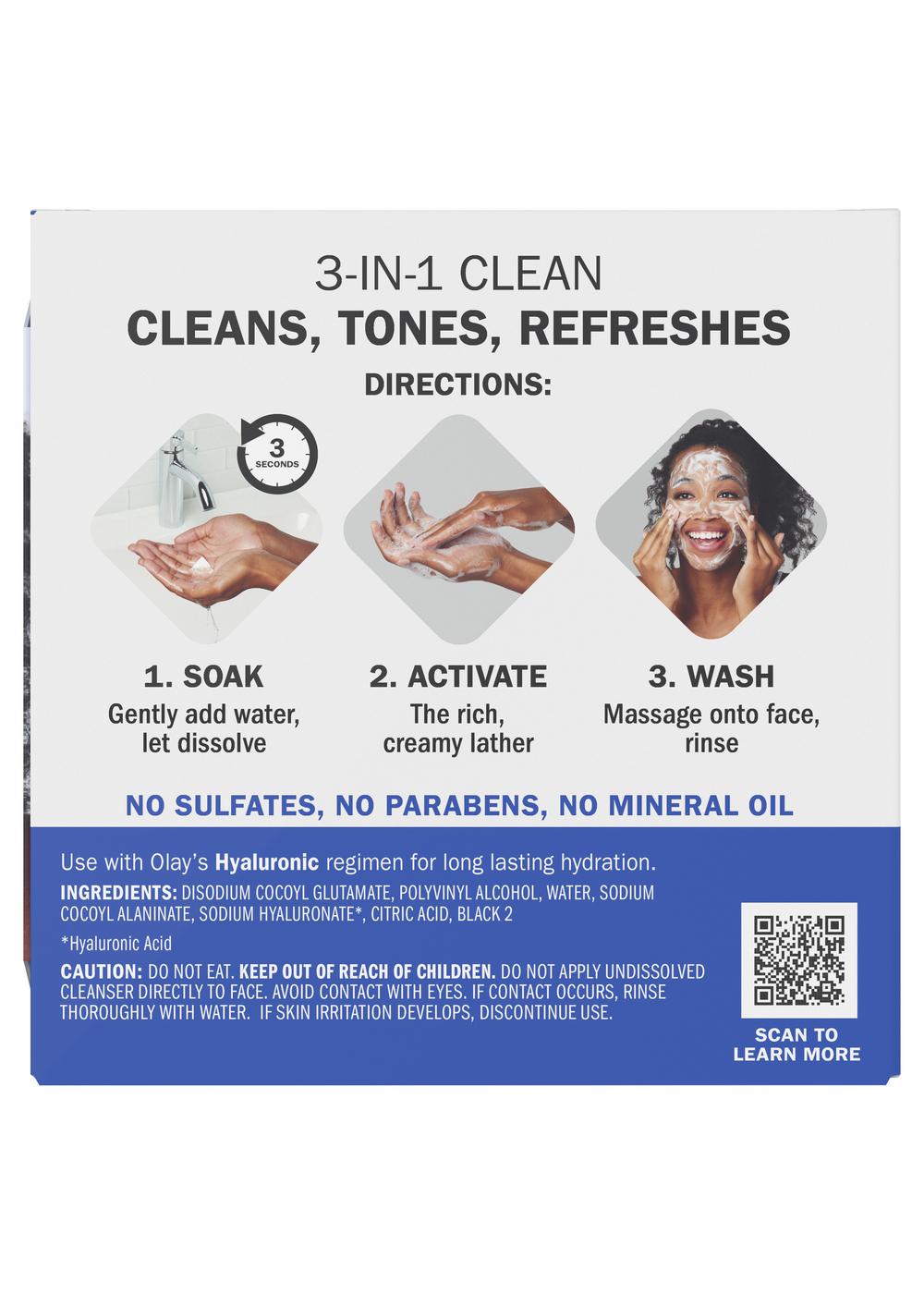 Olay Cleansing Melts +Hyaluronic Daily Facial Cleanser; image 2 of 3