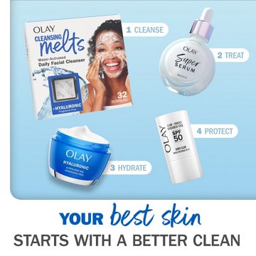 Olay Cleansing Melts + Hyaluronic Face Cleanser, Water-Activated Face Wash Cleans