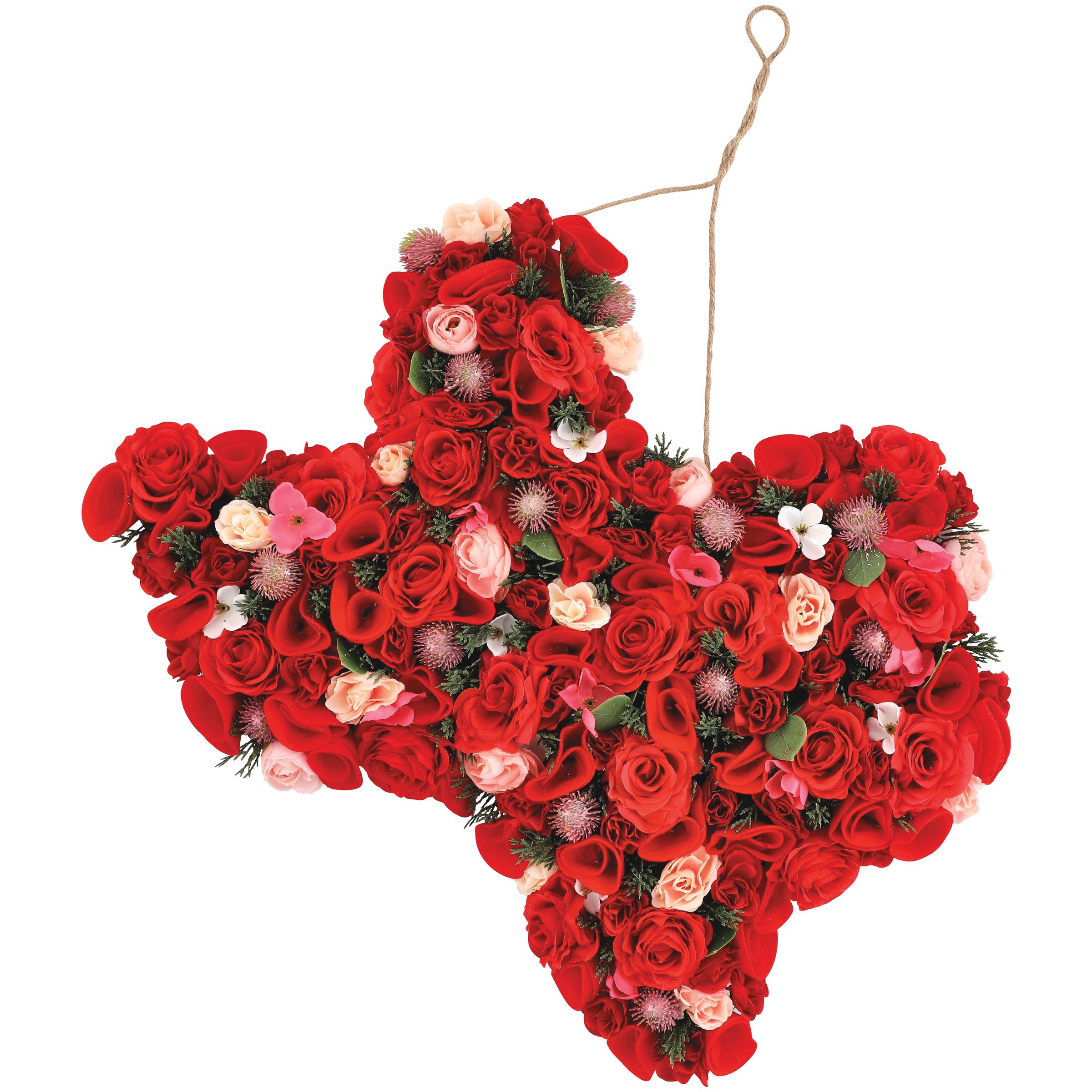 Destination Holiday Floral Texas Shape Valentine's Wreath - Shop ...