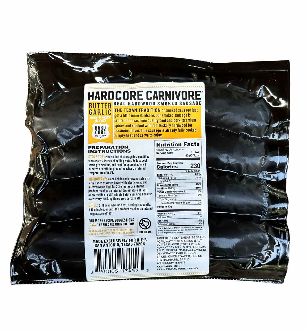 Hardcore Carnivore Smoked Sausage Links - Garlic Butter; image 2 of 2