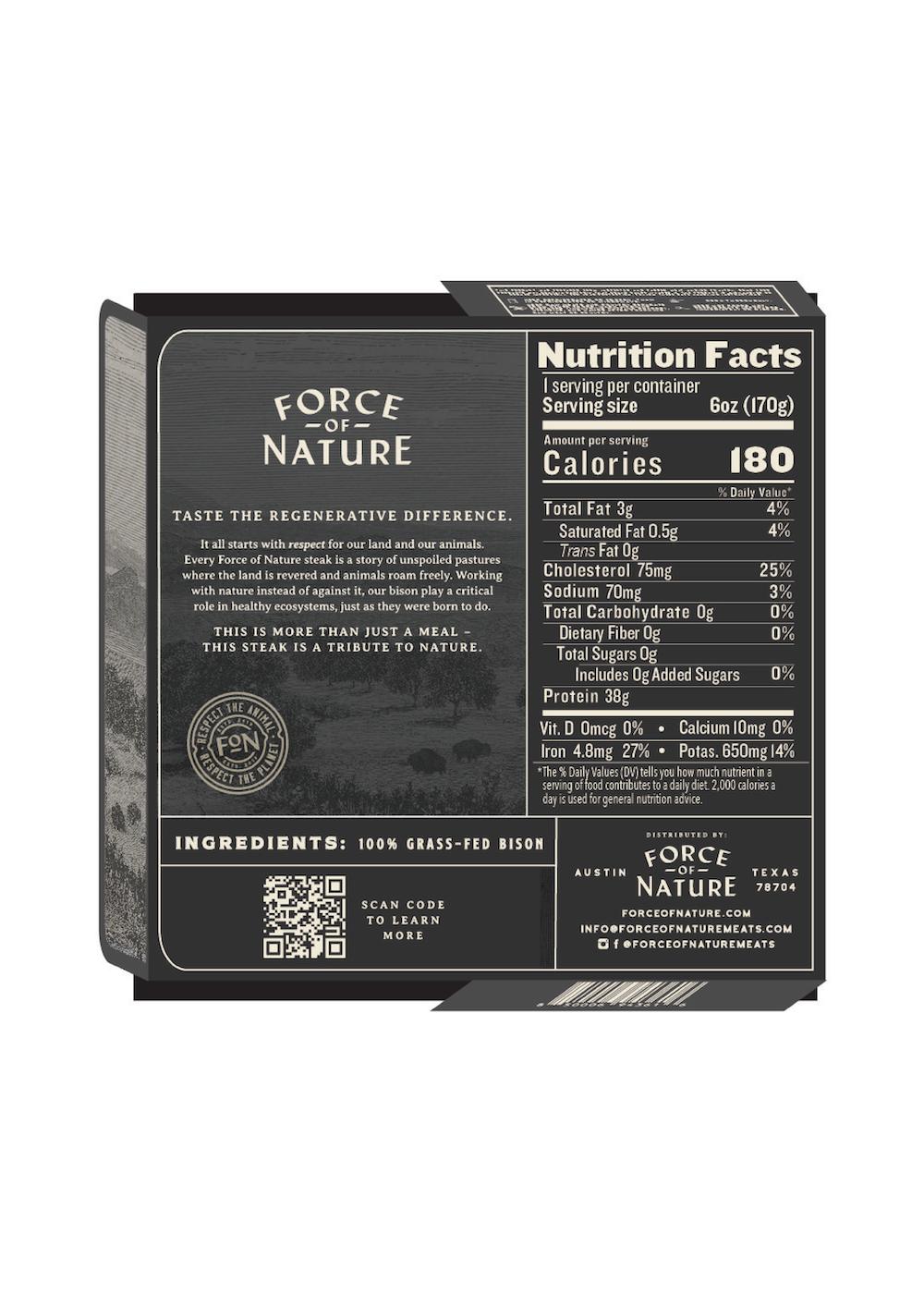 Force of Nature Fresh Grass Fed Bison Tenderloin Steak; image 2 of 2