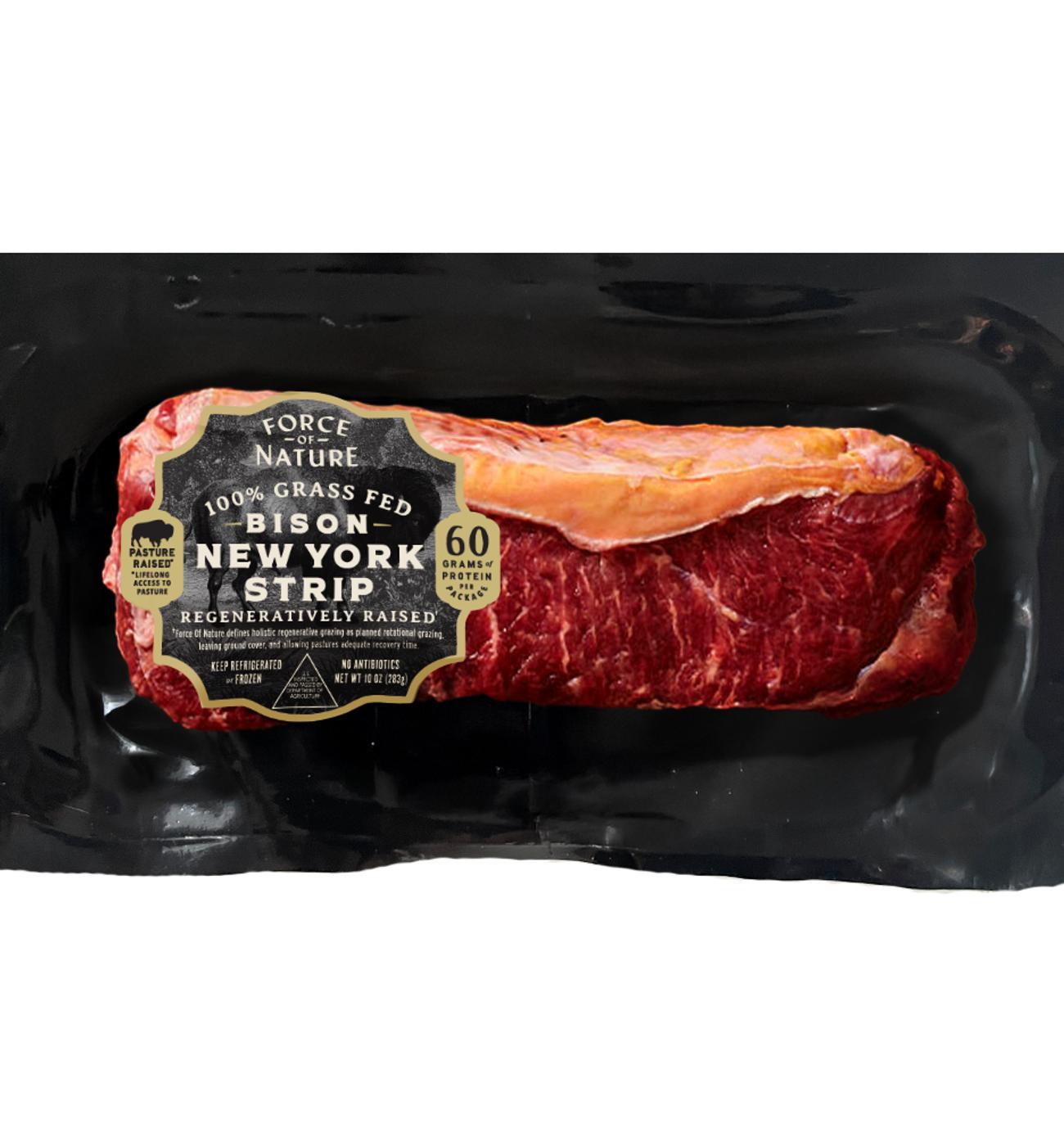 Force of Nature Fresh Grass Fed New York Strip Steak Shop Bison at HEB