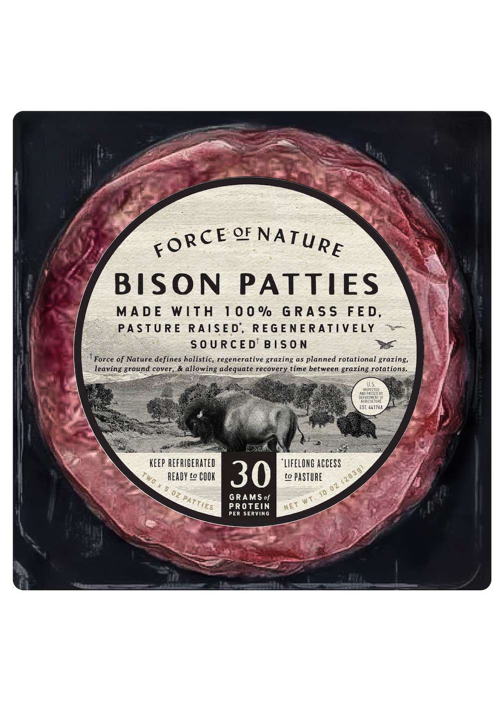 Force of Nature Fresh Grass Fed Bison Patties; image 1 of 2