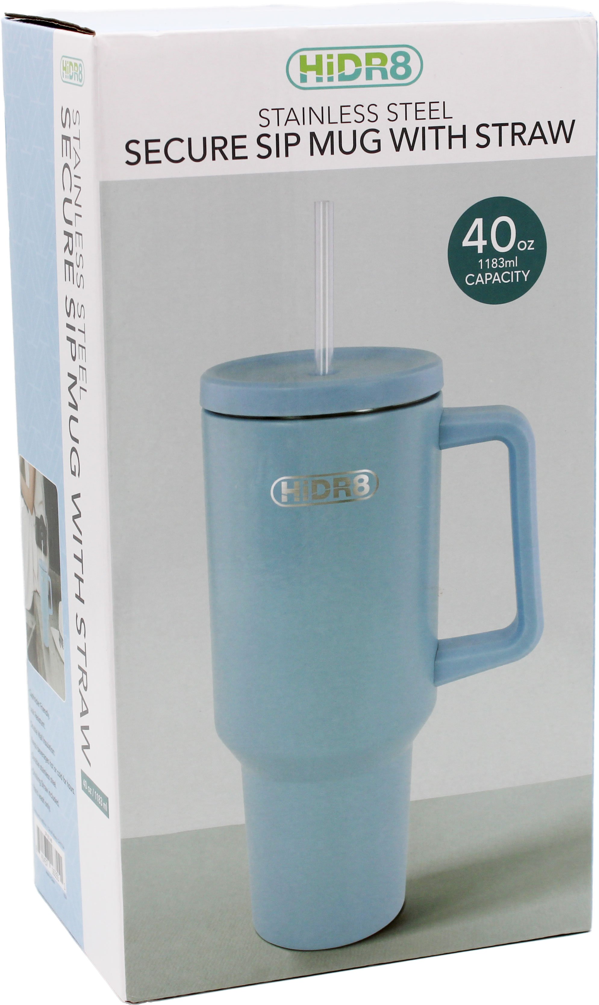 Hidr8 Stainless Steel Secure Sip Mug with Straw, 40 oz | Low