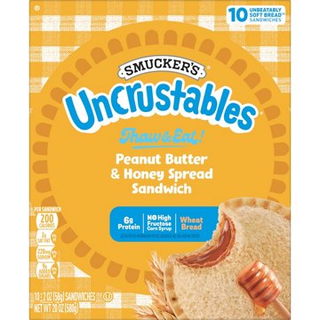 Smucker's Uncrustables Frozen Wheat Bread Sandwiches - Peanut Butter & Honey, 10 ct