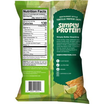 SimplyProtein Restaurant-Style Protein Tortilla Chips Hint of Lime Flavored