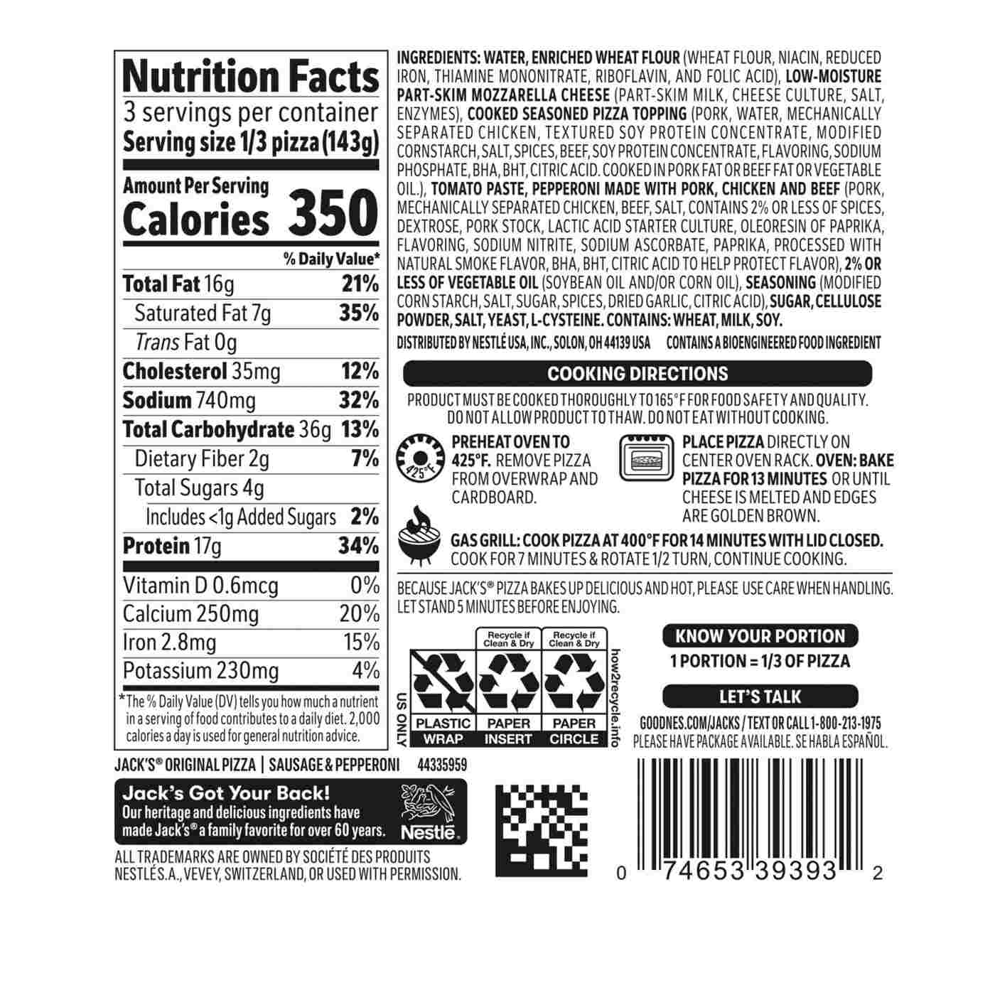 Jack's Thin Crust Frozen Pizza -  Sausage & Pepperoni; image 2 of 7