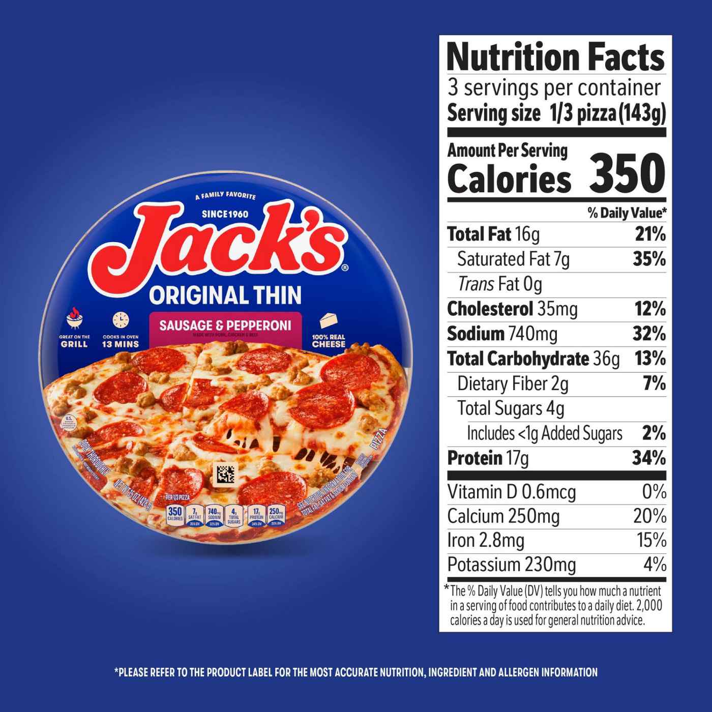 Jack's Thin Crust Frozen Pizza -  Sausage & Pepperoni; image 5 of 7