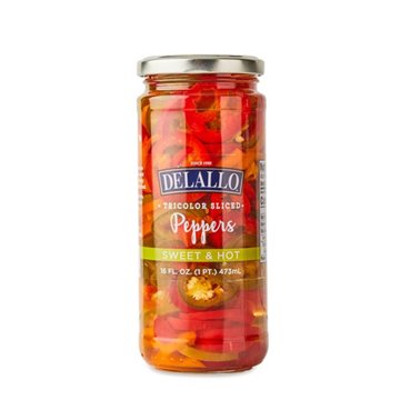 DeLallo Tri Color Sliced Peppers Sweet & Hot
