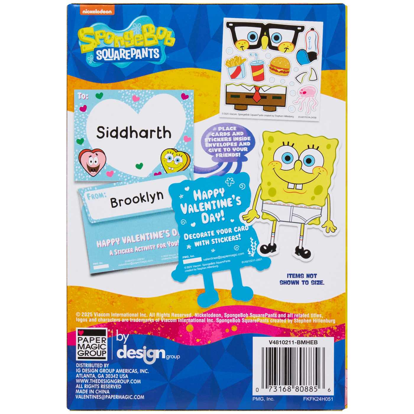 Paper Magic Spongebob Squarepants Sticker Activity Valentine's Exchange Cards; image 2 of 3