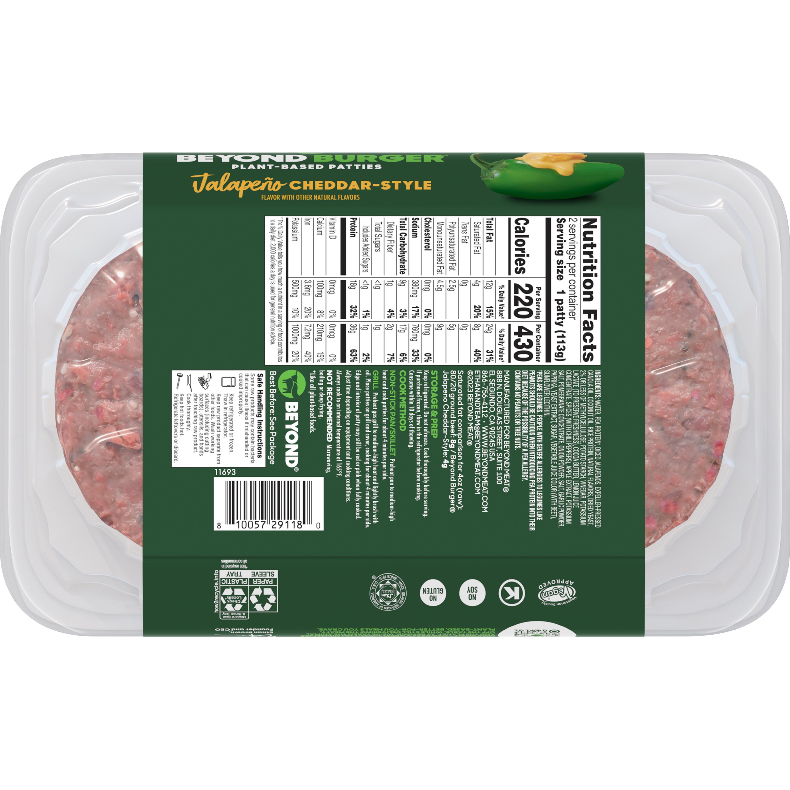 Beyond Meat Beyond Burger Frozen Plant-Based Burger Patties - Jalapeno ...