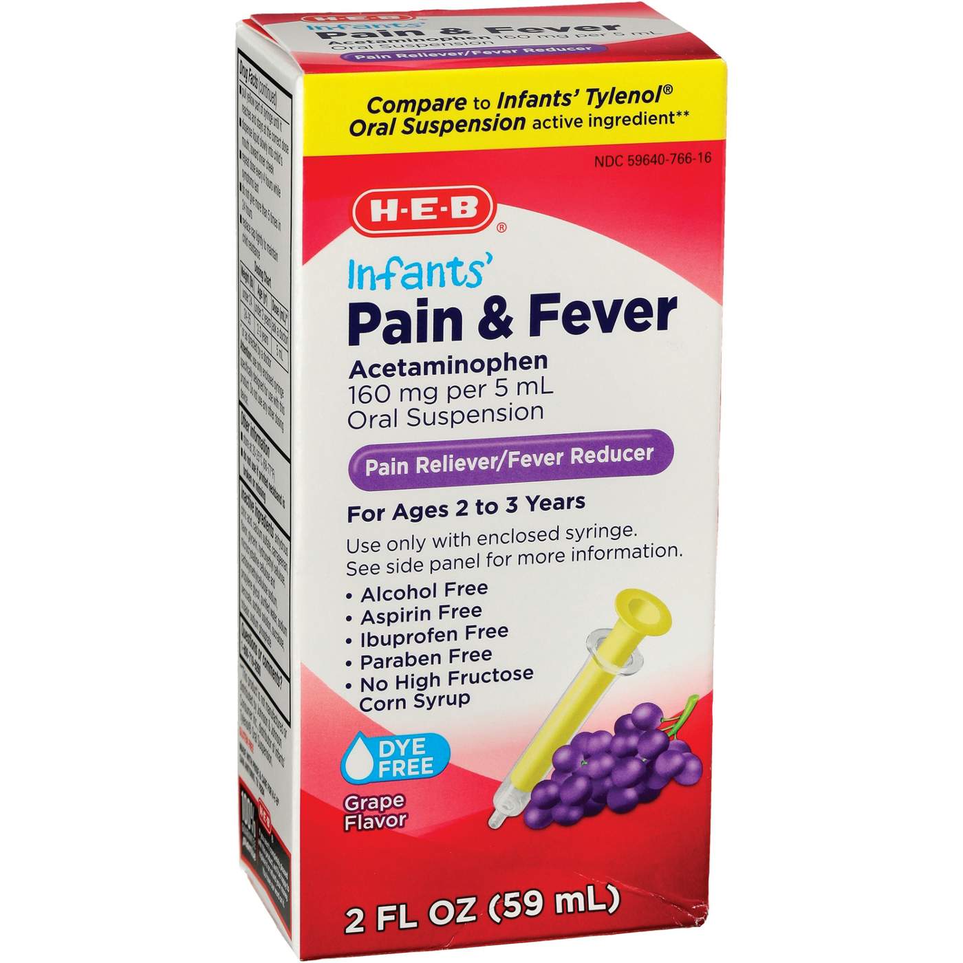 H-E-B Infants' Pain & Fever Oral Suspension - Grape; image 2 of 2