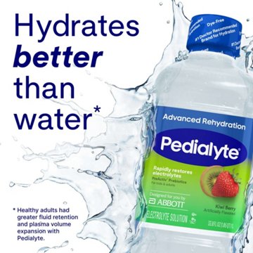 Pedialyte Advanced Rehydration Electrolyte Drink, Dye-Free, Kiwi Berry, 1 Liter, 33.8 oz
