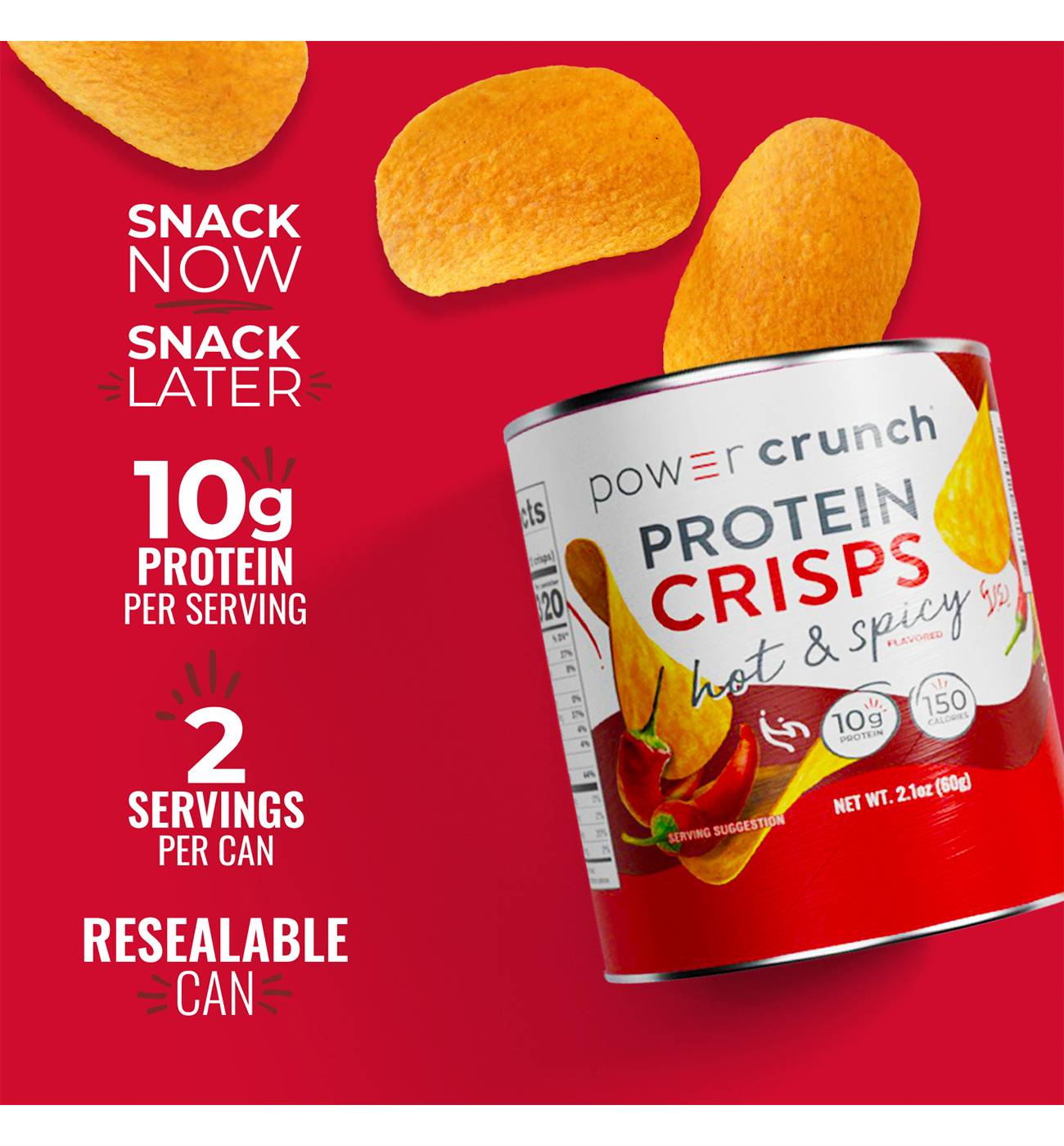 Power Crunch Protein Crisps 2 pk Canisters - Hot & Spicy; image 3 of 4