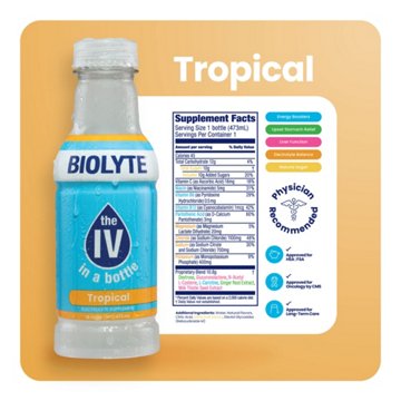 Biolyte Hydration Drink - Tropical, 16 oz
