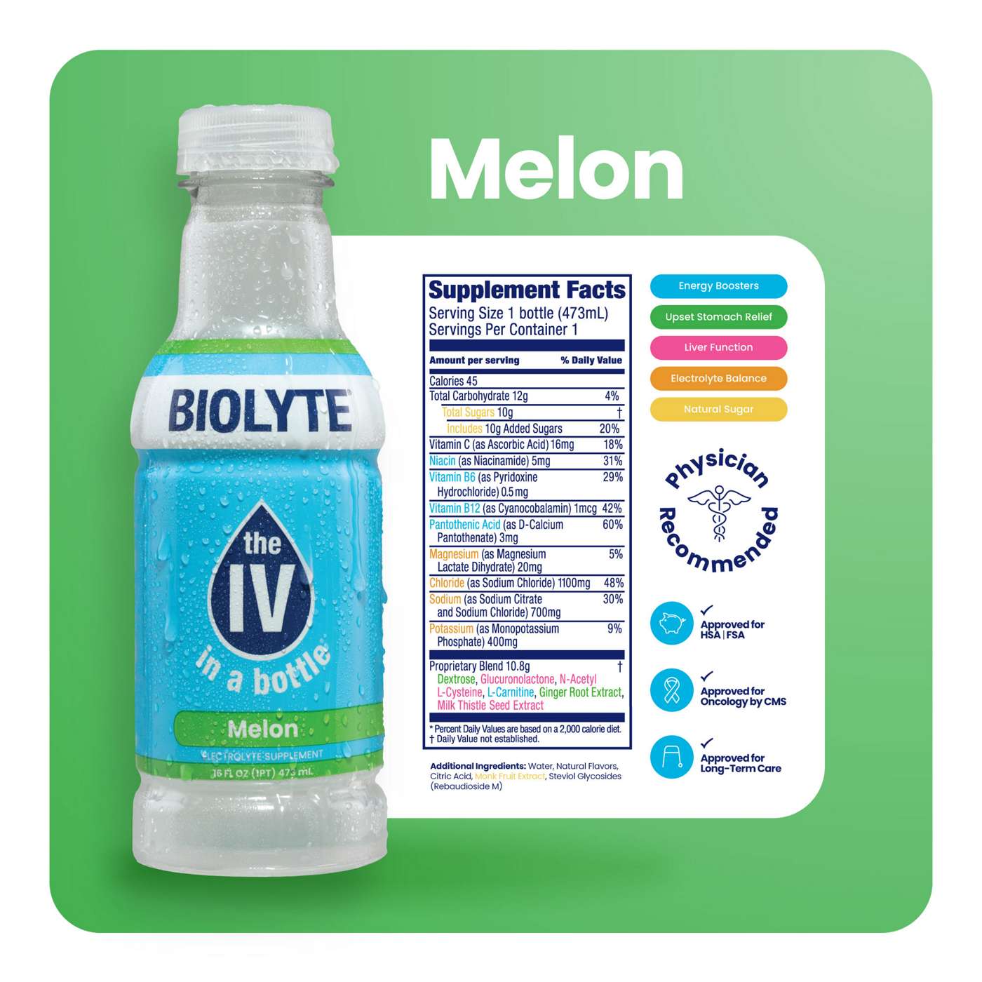 Biolyte Hydration Drink - Melon; image 2 of 2