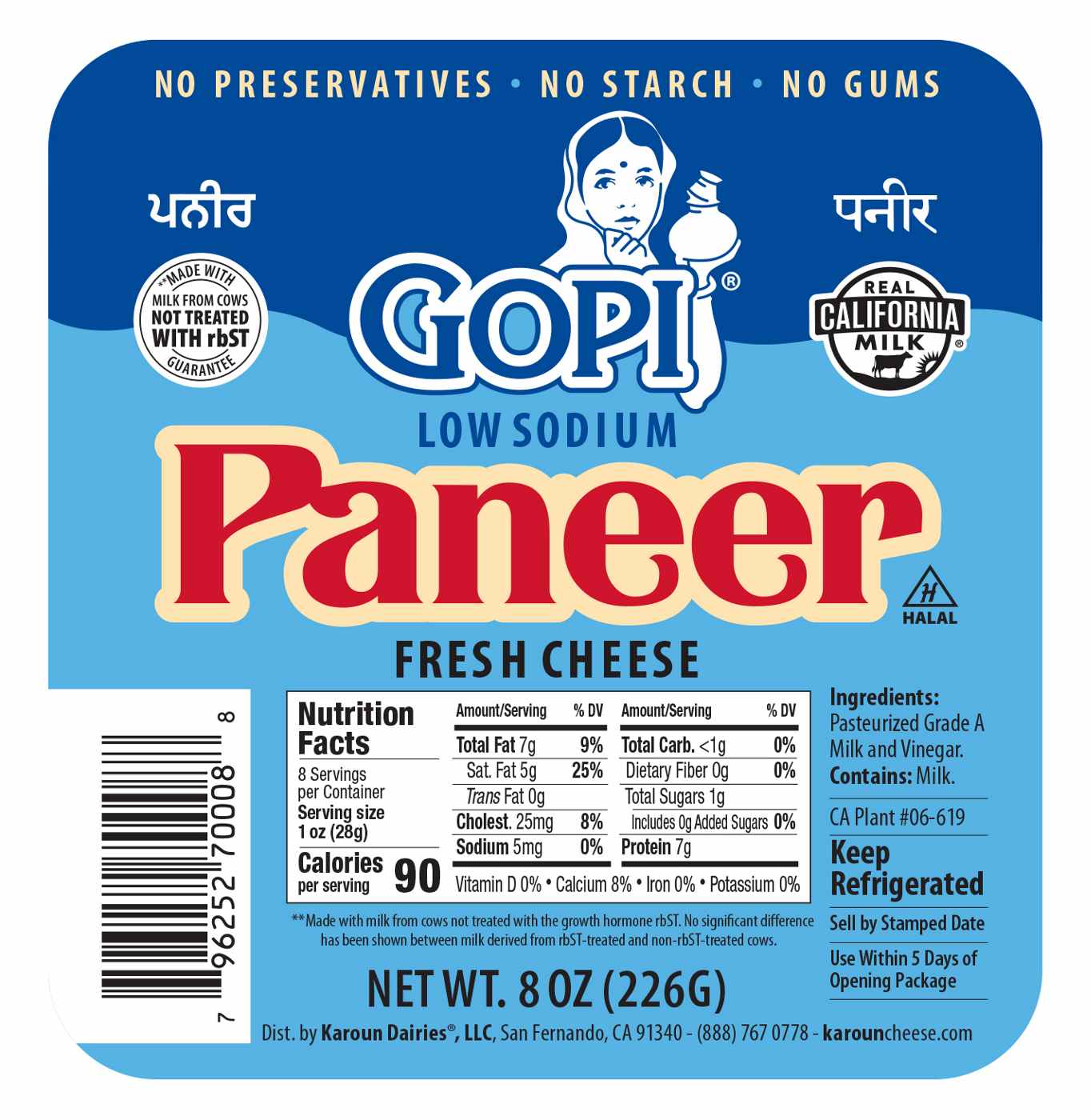 Gopi Fresh Paneer Low Sodium Cheese; image 1 of 2