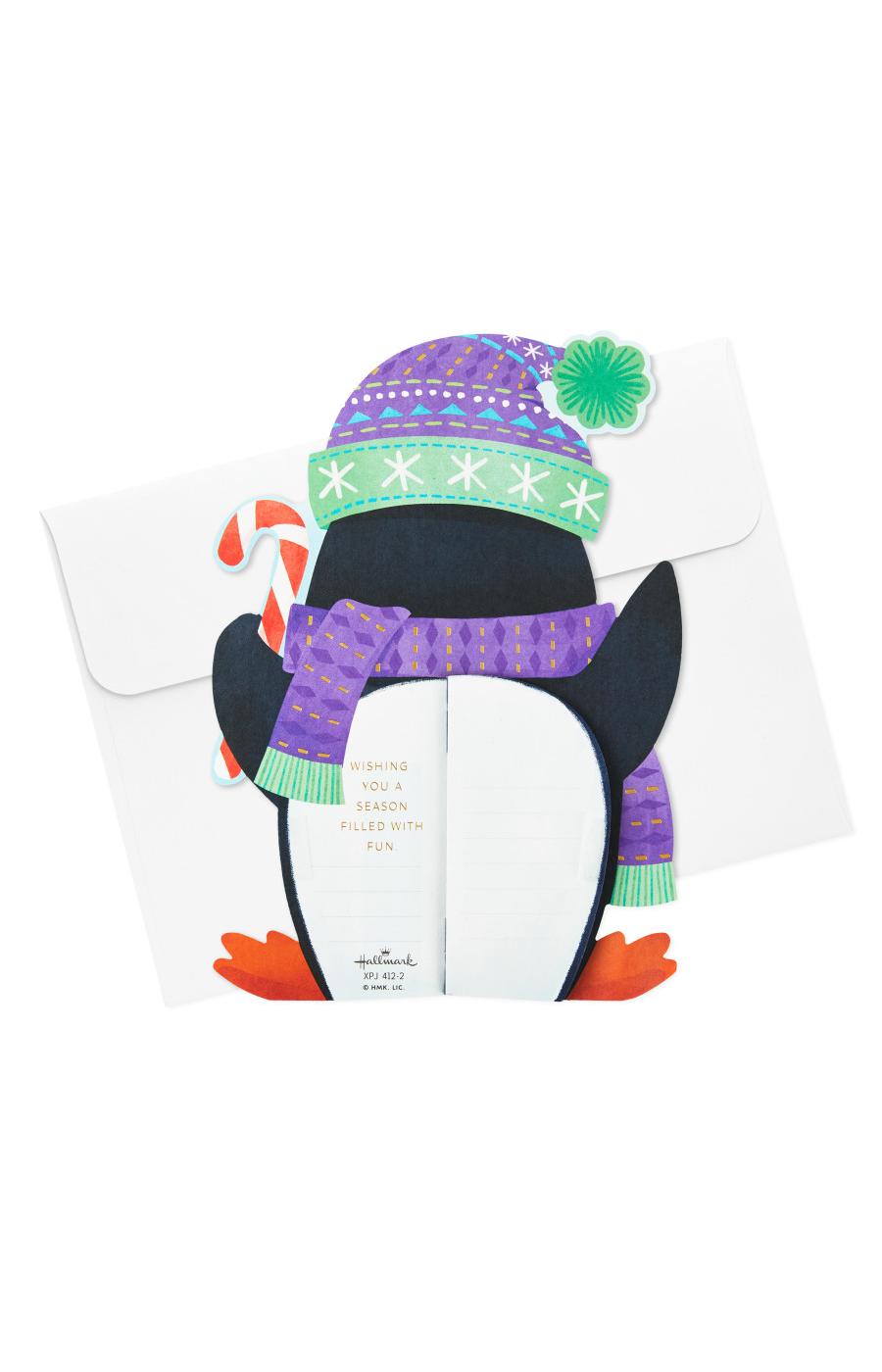 Hallmark Paper Wonder Penguin Pop Up Honeycomb Christmas Card - S7; image 3 of 7