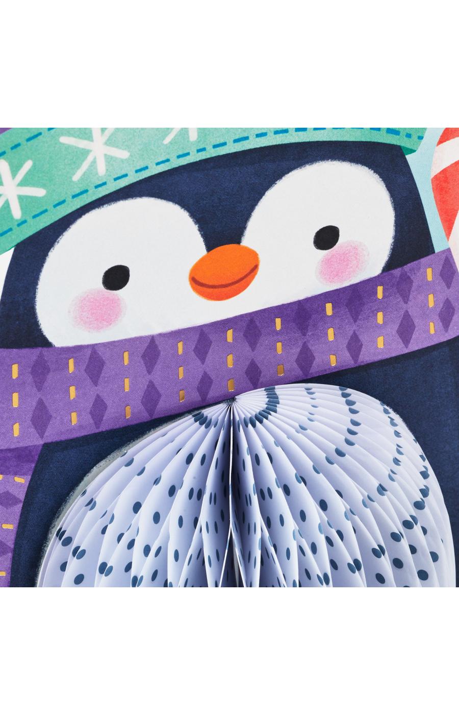 Hallmark Paper Wonder Penguin Pop Up Honeycomb Christmas Card - S7; image 7 of 7