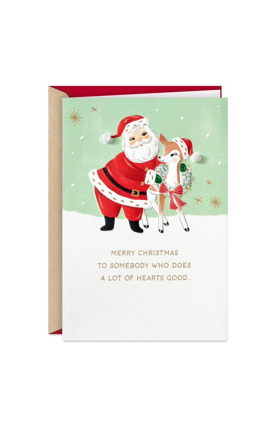 Hallmark Vintage Santa & Reindeer Christmas Card - S31; image 1 of 6