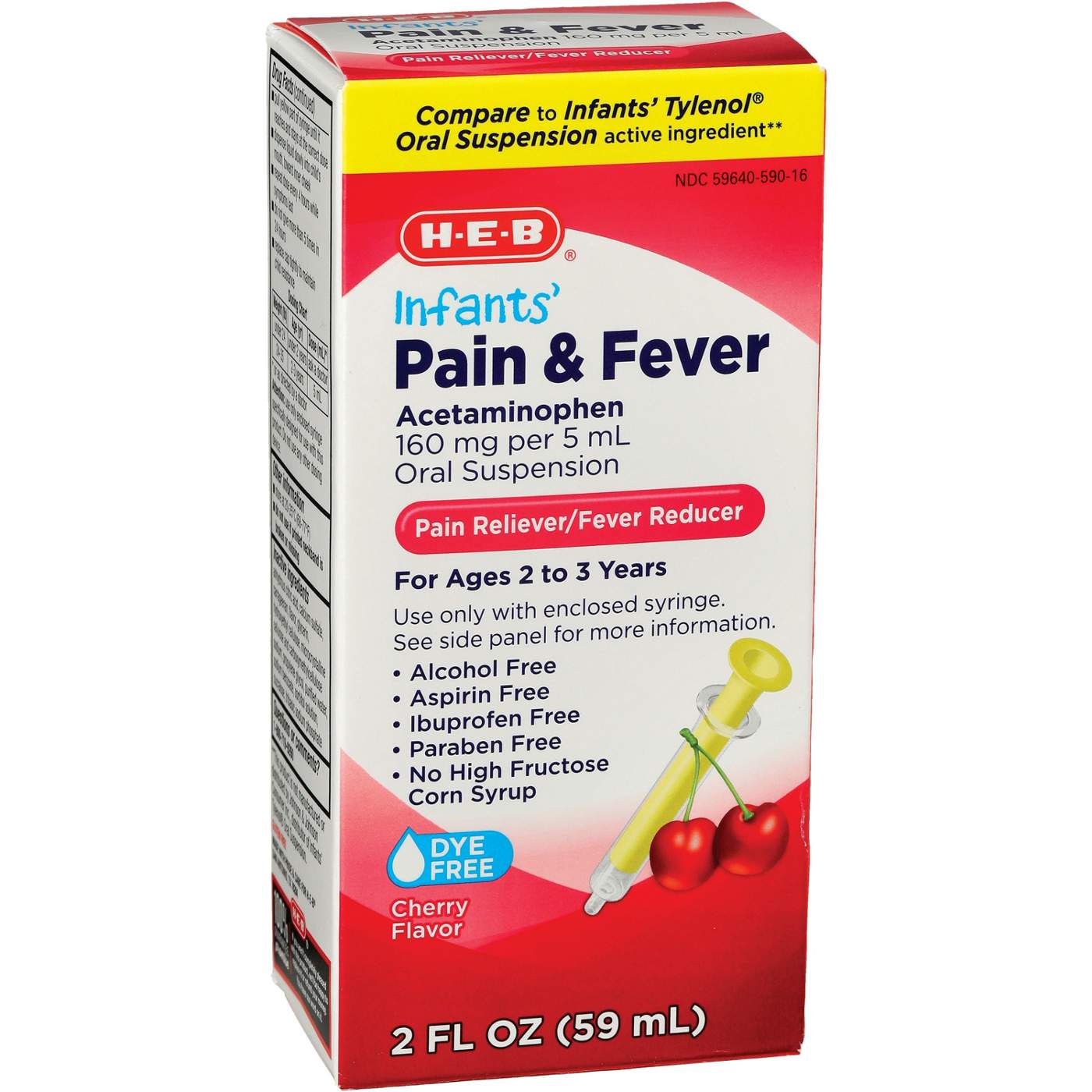 H-E-B Infant' Pain & Fever Oral Suspension - Cherry; image 2 of 2