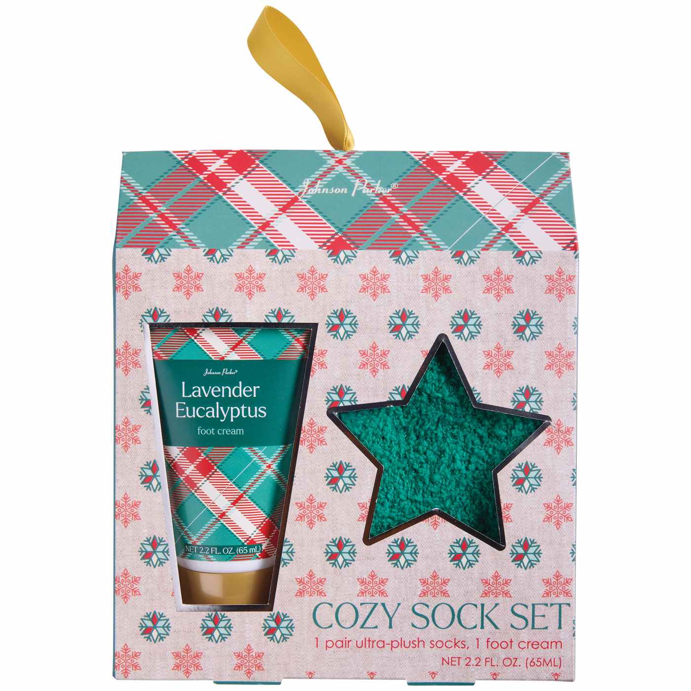 Johnson Parker Plaid Cozy Sock & Foot Cream Gift Set; image 1 of 2