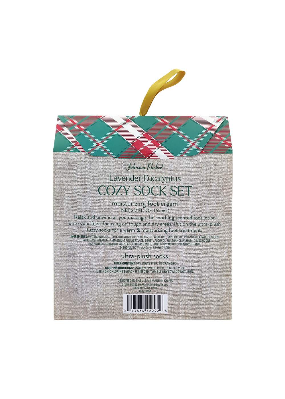 Johnson Parker Plaid Cozy Sock & Foot Cream Gift Set; image 2 of 2