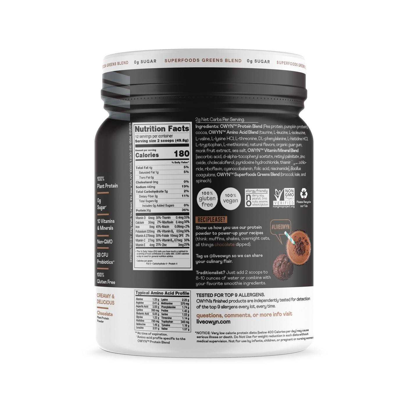 Owyn Plant Protein Elite Zero Sugar Chocolate; image 2 of 2