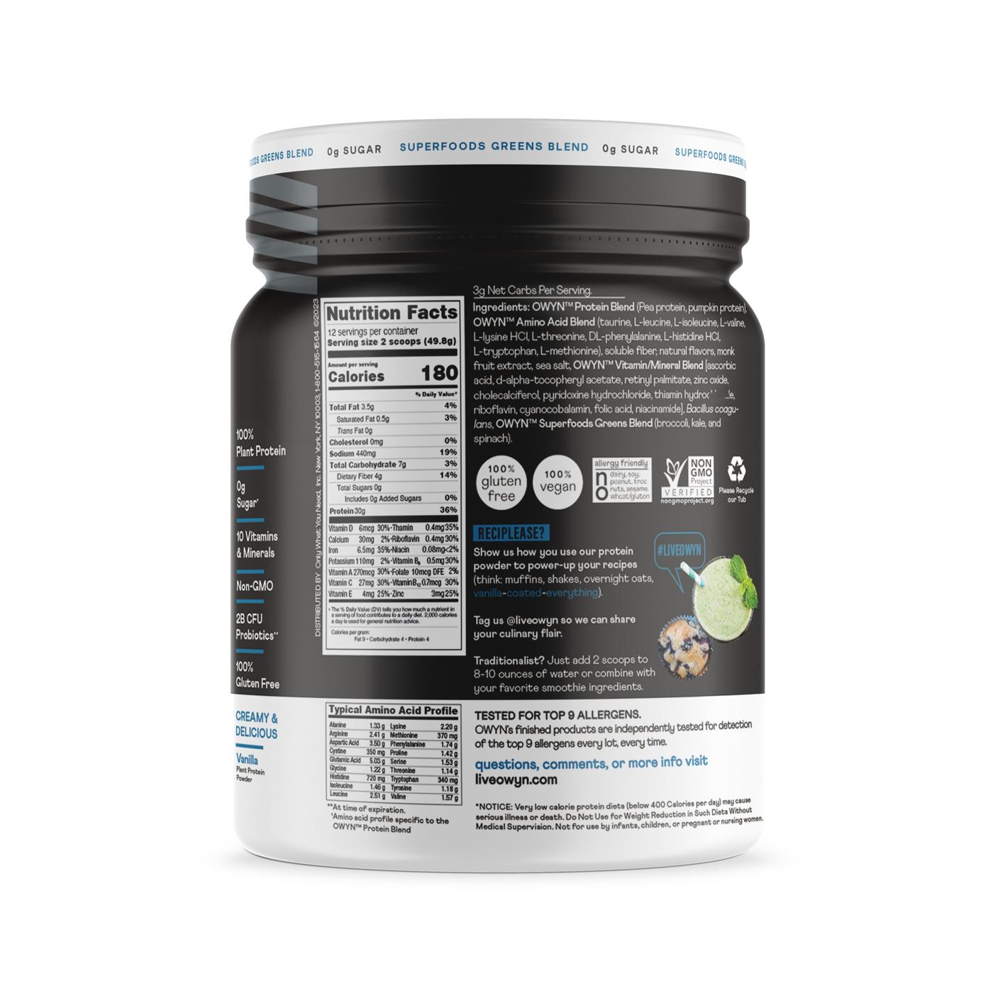 Owyn Plant Protein Elite Zero Sugar Vanilla; image 2 of 3