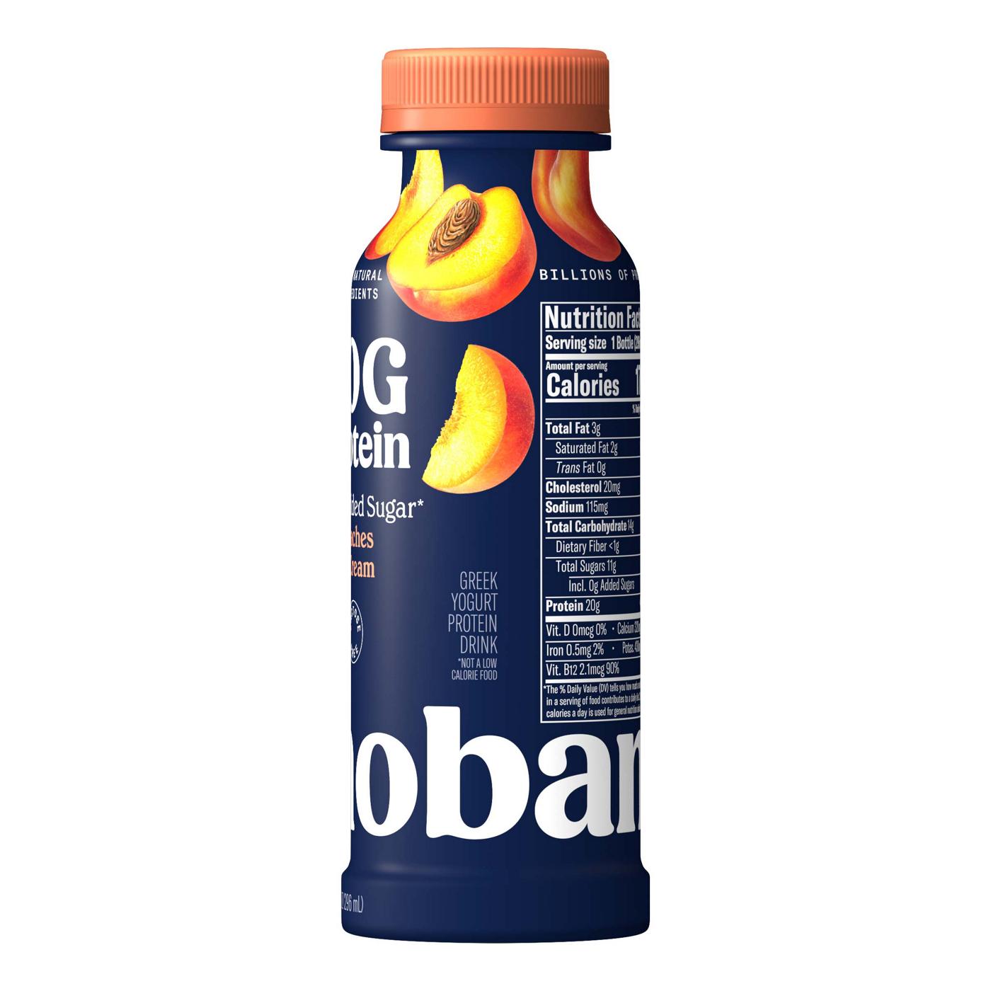 Chobani 20g Protein Zero Sugar Added Yogurt Shake - Peaches & Cream; image 2 of 3