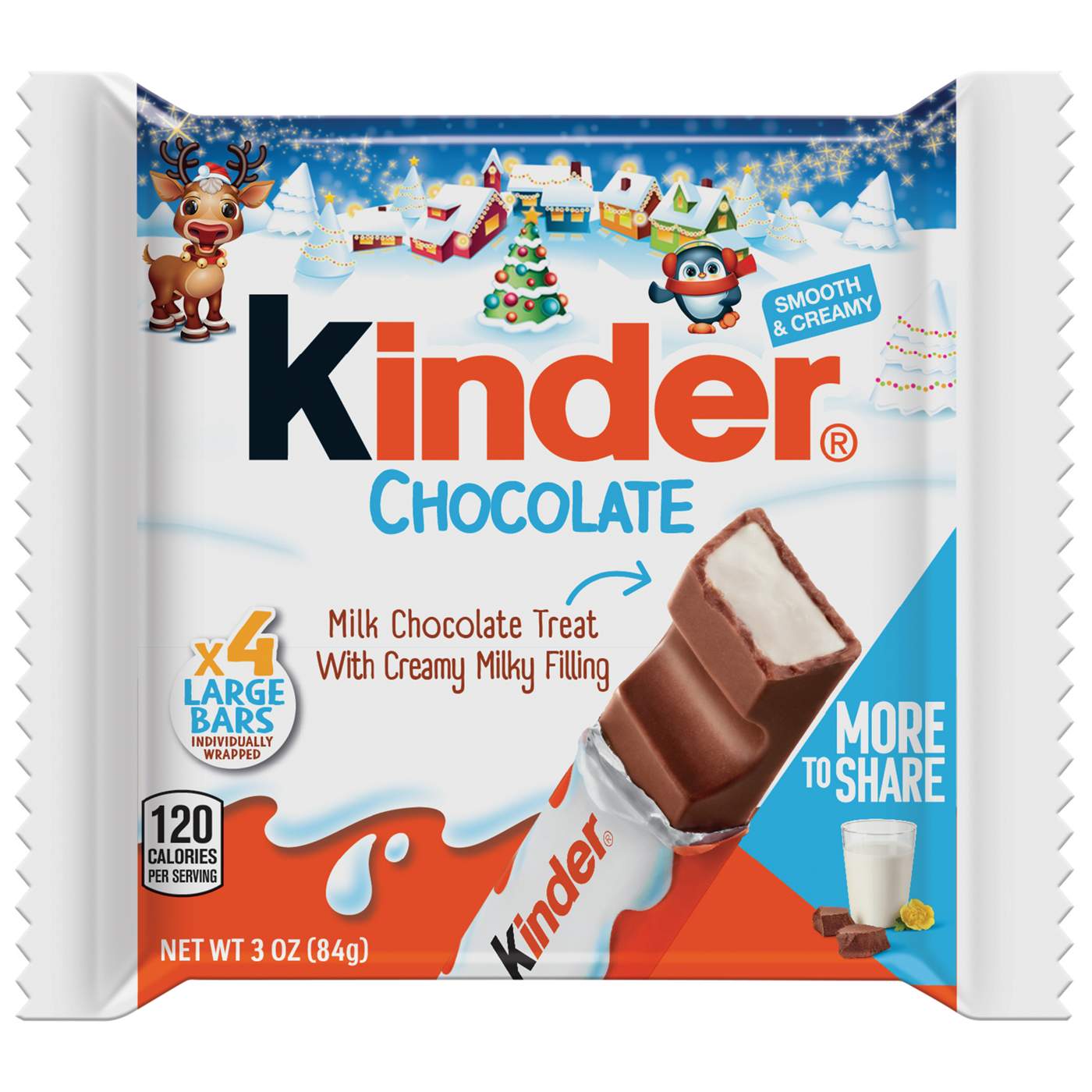 Kinder Milk Chocolate Bar with Milky Filling Christmas Candy; image 1 of 3