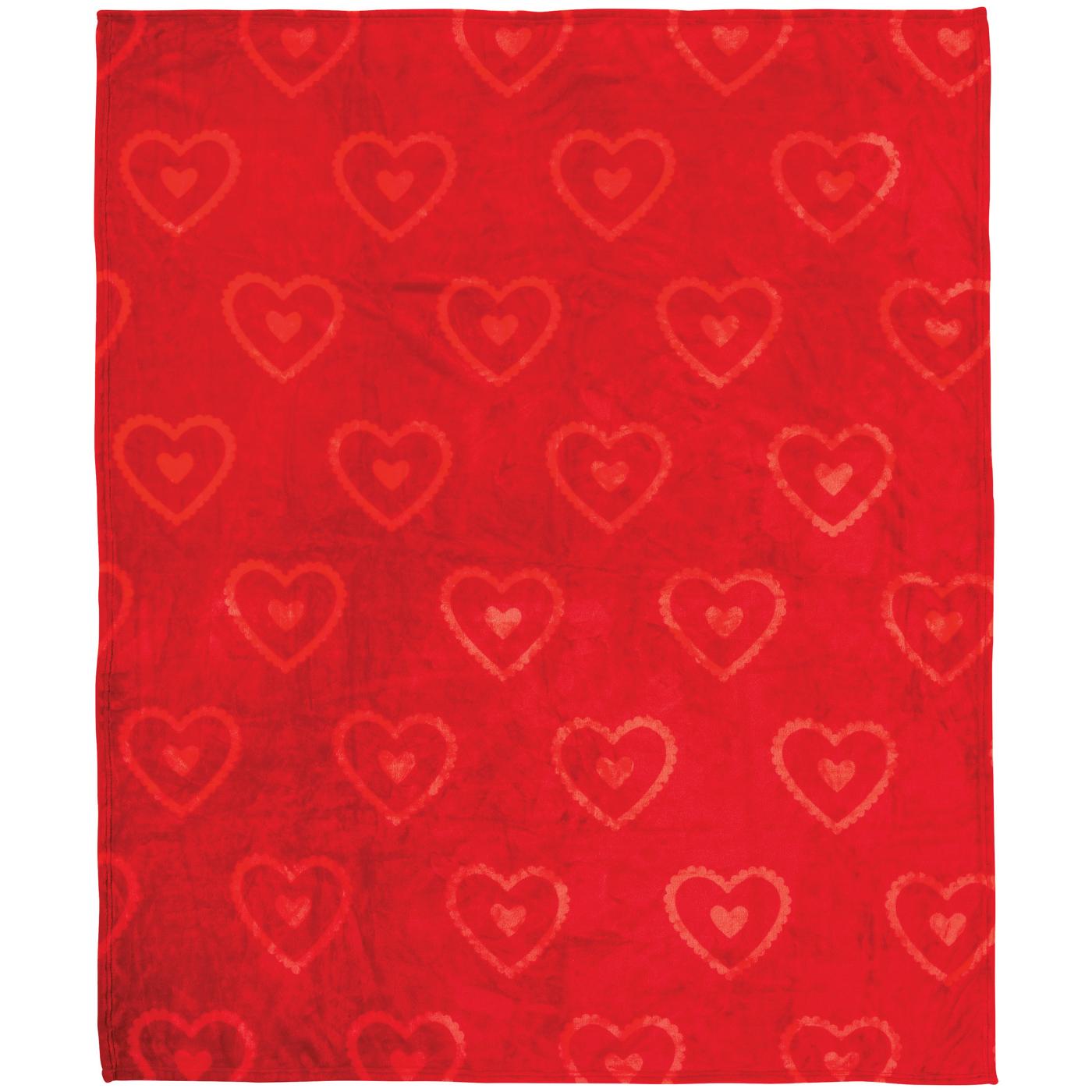 Destination Holiday Valentine's Throw Blanket - Red Scalloped Hearts; image 2 of 2