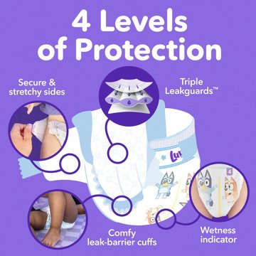 Luvs Bluey Platinum Protection Baby Diapers - Size 2