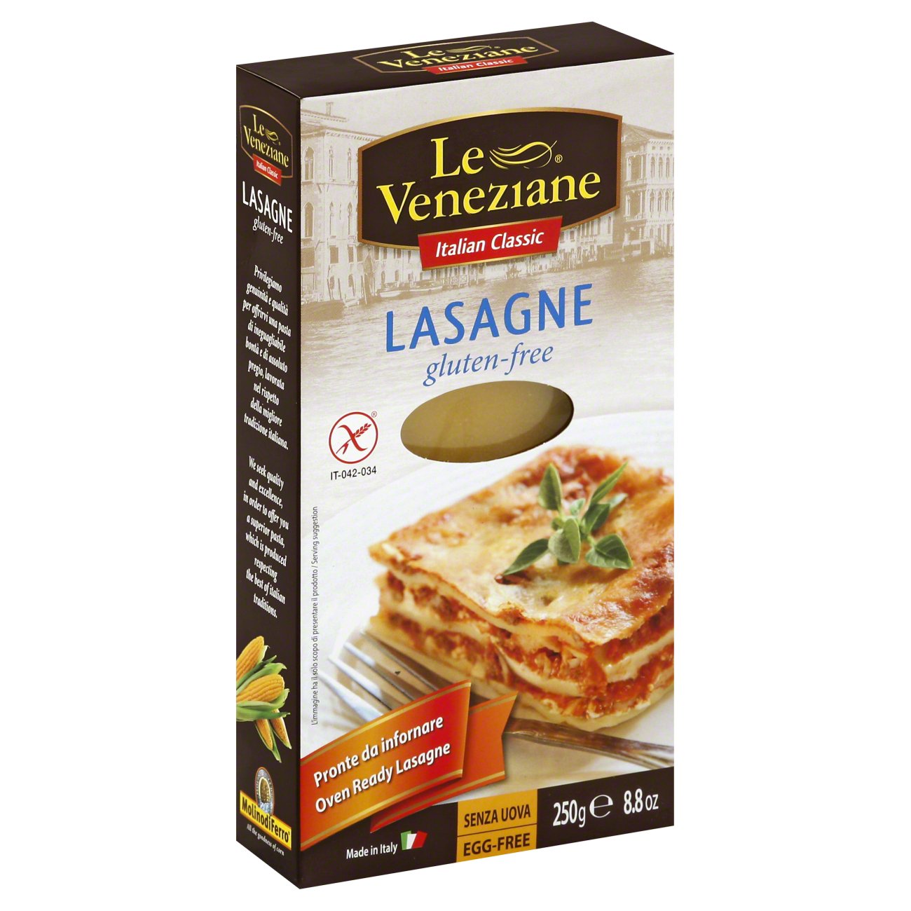Le Veneziane Gluten Free Lasagne Corn Pasta, 8.8 oz | Central