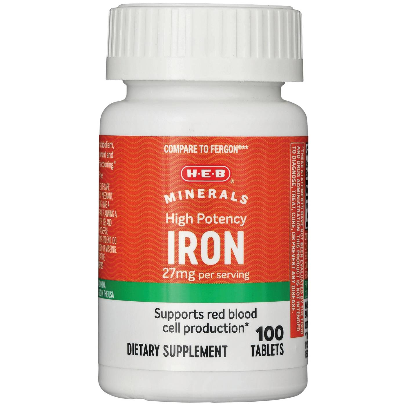 H-E-B Minerals High Potency Iron - 27 mg; image 1 of 2