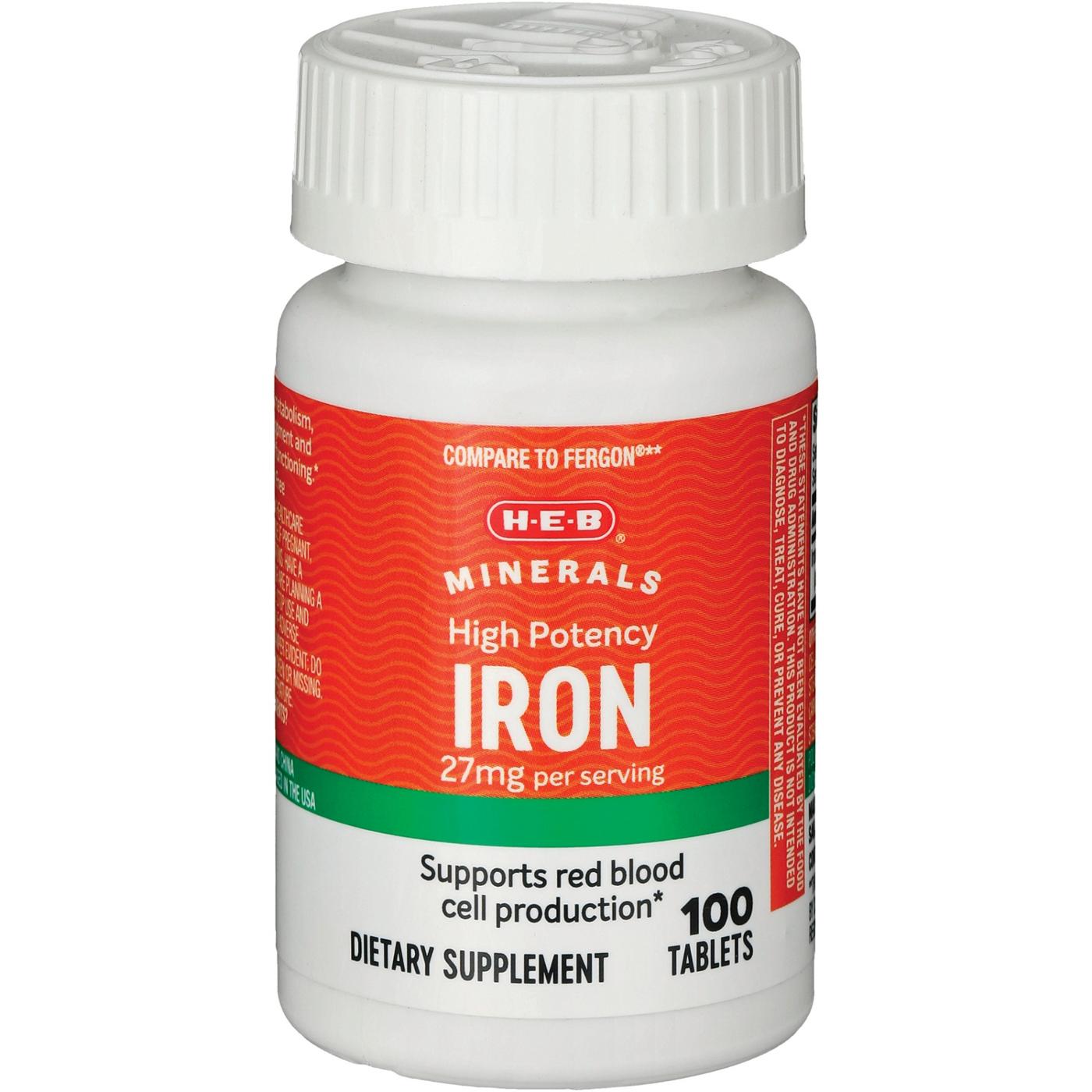 H-E-B Minerals High Potency Iron - 27 mg; image 2 of 2