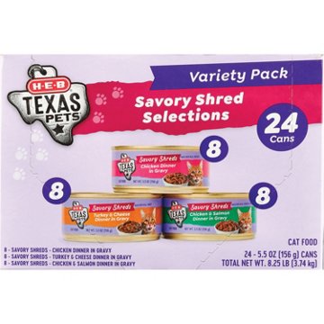 H-E-B Texas Pets Savory Shreds in Gravy Wet Cat Food Variety Pack