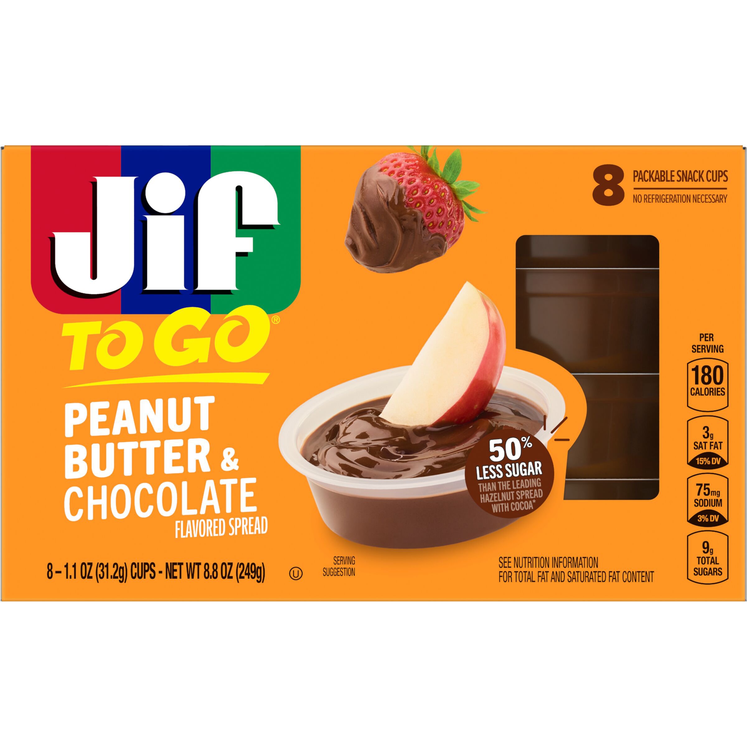 Jif To Go Peanut Butter & Chocolate Spread 8 pk Cups - Shop Peanut ...