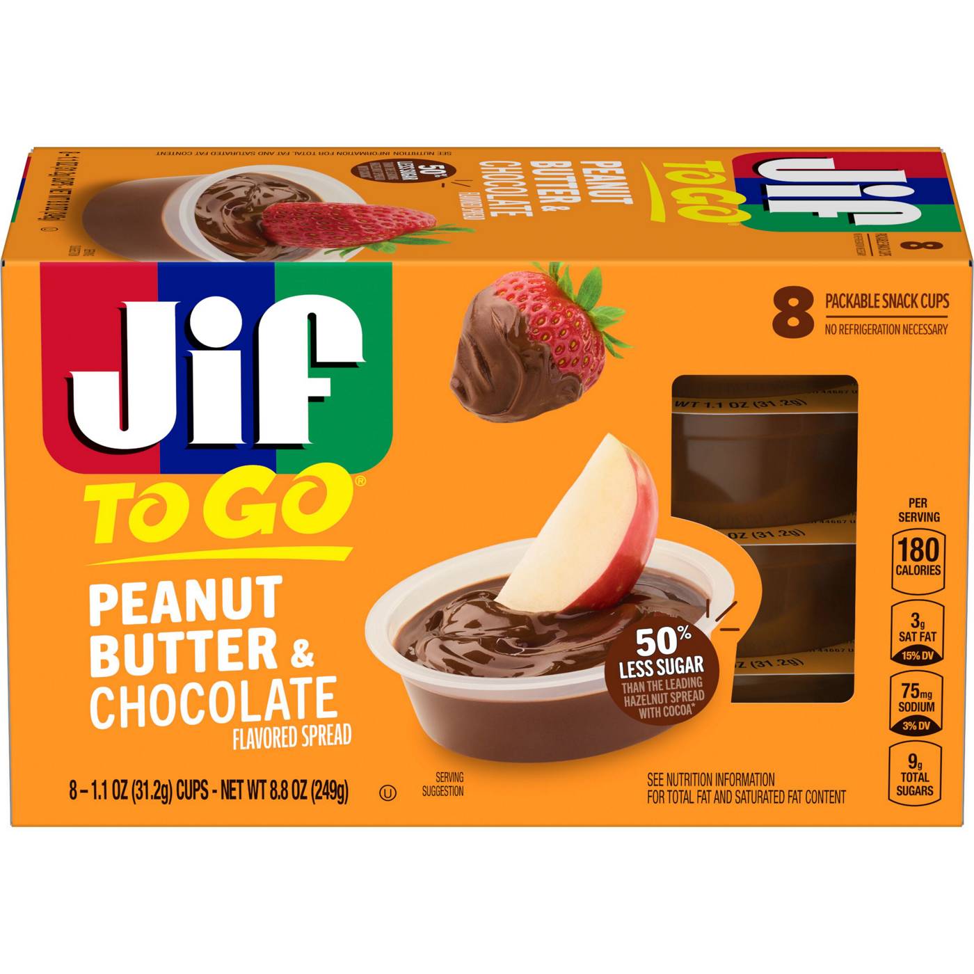 Jif To Go Peanut Butter & Chocolate Spread 8 pk Cups; image 1 of 3