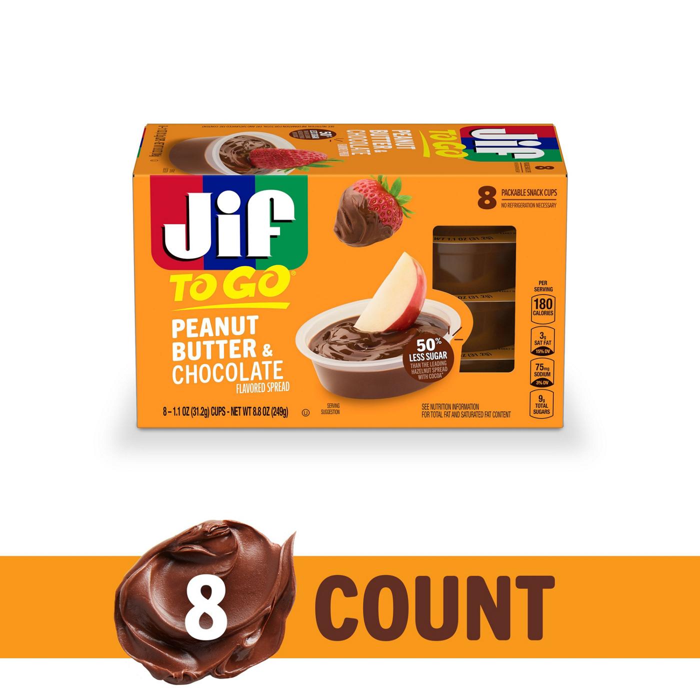 Jif To Go Peanut Butter & Chocolate Spread 8 pk Cups; image 8 of 8