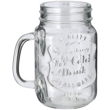 our goods Glass Mason Jar Mug, 16 oz