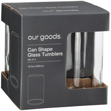 our goods Can Shape Glass Tumblers, 18.5 oz, 4 pk