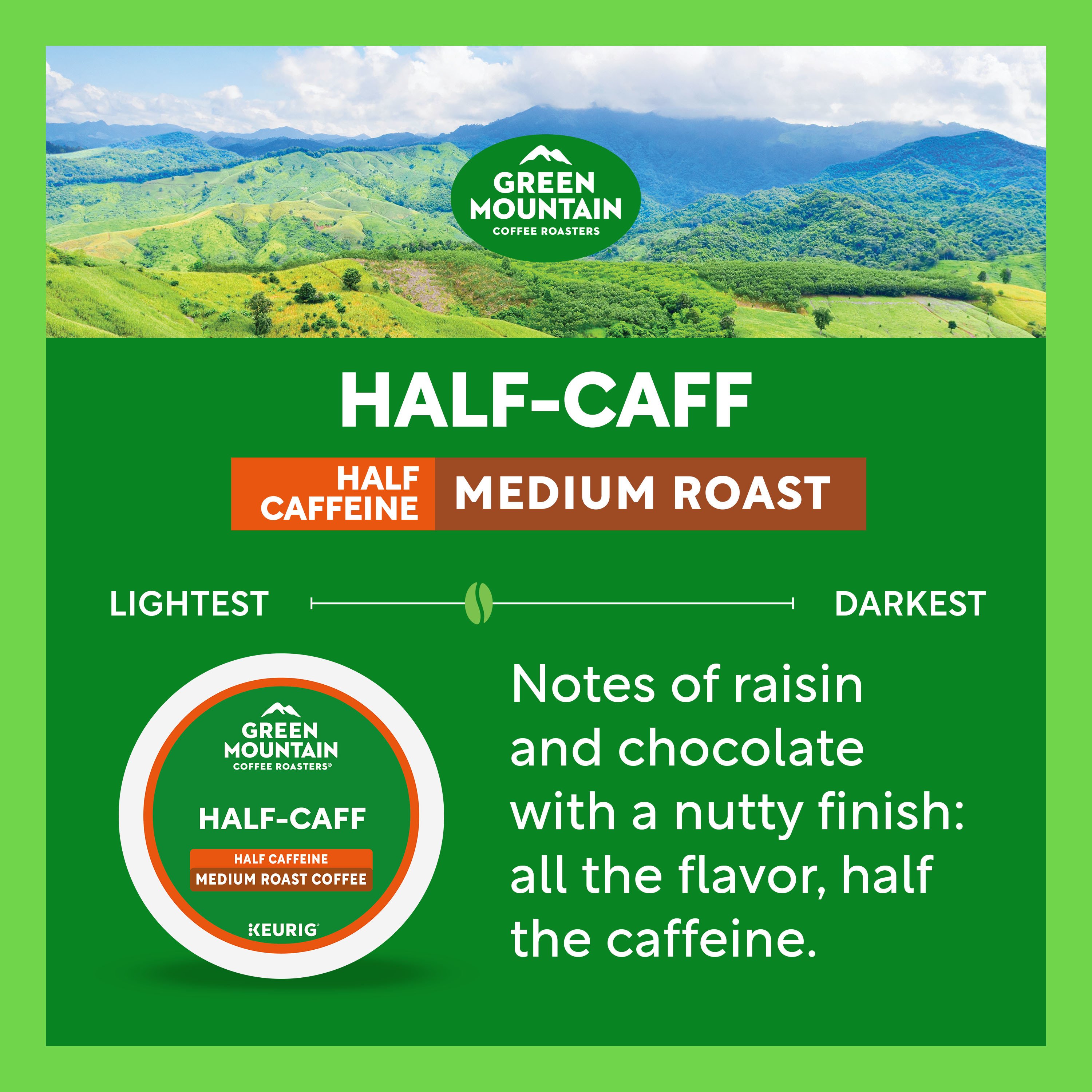 Green Mountain Coffee Half Caffeine Medium Roast Single Serve
