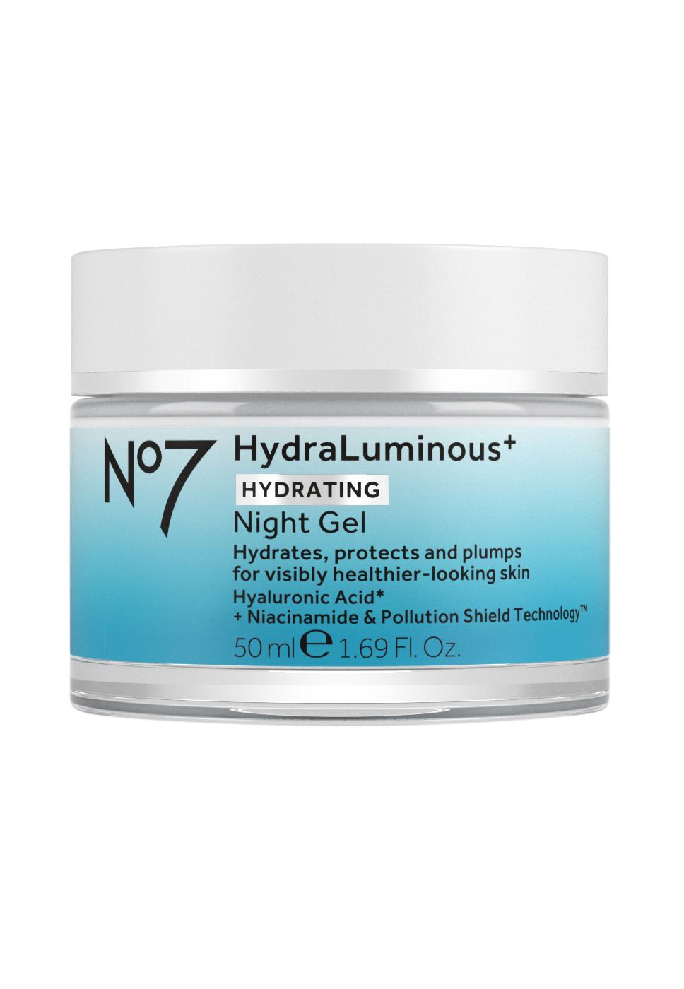 No7 HydraLuminous +Hydrating Night Gel Cream; image 3 of 6