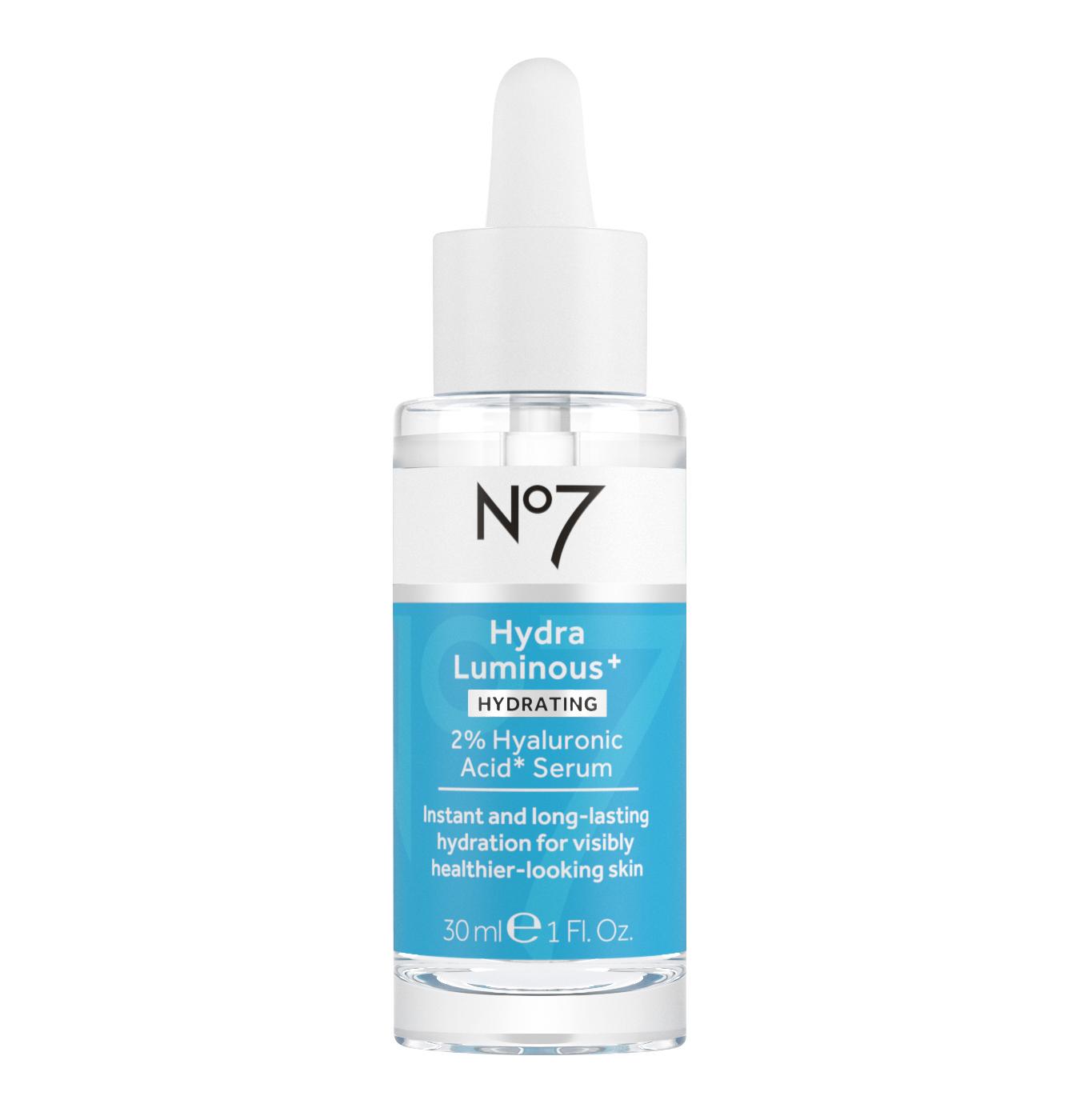 No7 HydraLuminous +Hydrating Hyaluronic Acid Serum; image 3 of 5