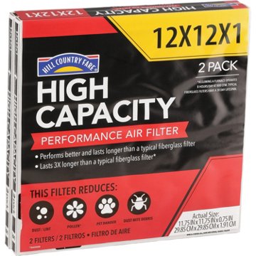 Hill Country Fare High-Capacity Performance Air Filter, 12''x12''x1''
