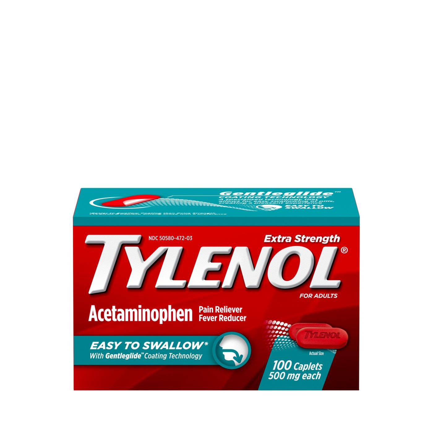 Tylenol Extra Strength Fever & Pain Reliever Easy To Swallow Caplets; image 1 of 2